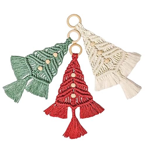 Makramee-Weihnachtsbaum, 3 Stück, Kreativer Makramee-Wandbehang Für Weihnachten, Handgefertigtes Baumwollseil, Gewebter Weihnachtsbaum, Dekorative Hängende Ornamente, Makramee-Weihnachtsmann Zum Selbe von Decorhome