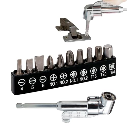 Rechtwinkliger Bohrer - 105° Vierkantbohreraufsatz | Multifunktionales Schraubendreher-Set für leichtes Bohren | Vielseitiges Winkelwerkzeug mit gebogenem Schraubendreher-Bit für von Decorhome