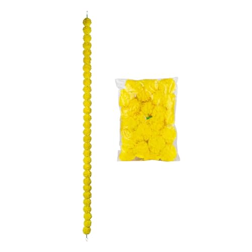 Ringelblumen-Girlande – 1,5 m Diwali-Girlande mit lebendigen Ringelblumen-Blumen, traditionelle Blumendekoration für Veranstaltungen, lange Stränge mit bunten Blumenschnüren für Hochzeiten von Decorhome