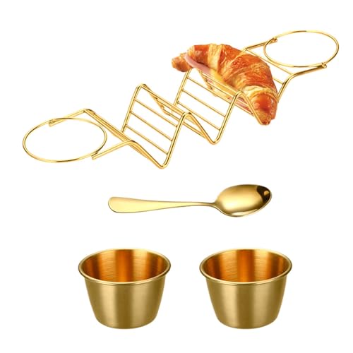 Taco Shell Holder - Edelstahl ofenfestes Burrito Set | Mehrzweck-Taco-Ständer hitzebeständiges Taco-Bar-Set | Hohle Design Taco-Halter Burrito-Ständer mit Dip-Teller | Taco-Shell-Spikes von Decorhome