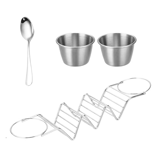 Taco Shell Holder - Edelstahl ofenfestes Burrito Set | Mehrzweck-Taco-Ständer hitzebeständiges Taco-Bar-Set | Hohle Design Taco-Halter Burrito-Ständer mit Dip-Teller | Taco-Shell-Spikes von Decorhome