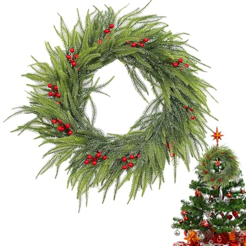 Weihnachten Künstliche Girlande - Weihnachtsdekoration Zypresse | Weihnachten Künstliche Girlande mit roten Beeren | Szene Requisiten Wiederverwendbar Indoor Outdoor Saisonale Girlande für Veranda von Decorhome