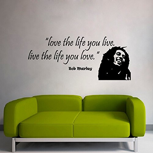 Wandaufkleber, Zitate Love the Life You Live Bob Marley Zitat, Vinyl-Aufkleber, Wanddekoration, Wandbild, Yoga von DecorimDecorWallDecal