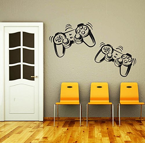 DecorimDecorWallDecal Wandaufkleber Game-Controller Gamer Gamepad Joystick Gaming Videospiel Kinder Kinderzimmer Jungen Zimmer Badezimmer Vinyl Wanddekoration Wandaufkleber von DecorimDecorWallDecal