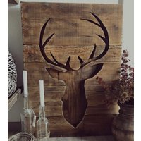 xl Version Hirsch Ausgesägt Wandbild Holz Landhaus Vintage Bauernhaus Rustikal in 3 Verschiedenen Farben | Eiche, Weiß Oder Grau xl Version Hirsch Ausgesägt Wandbild Holz Landhaus Vintage Bauernhaus Rustikal in 3 Verschiedenen Farben | Eiche, Weiß Oder Grau von DecorinaHolzdeko
