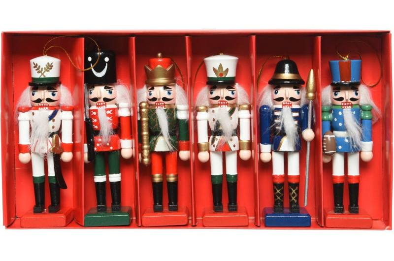 Kaemingk Christbaumschmuck, Baumschmuck Mix Nussknacker Holz 12.5cm, 6er Set von Kaemingk