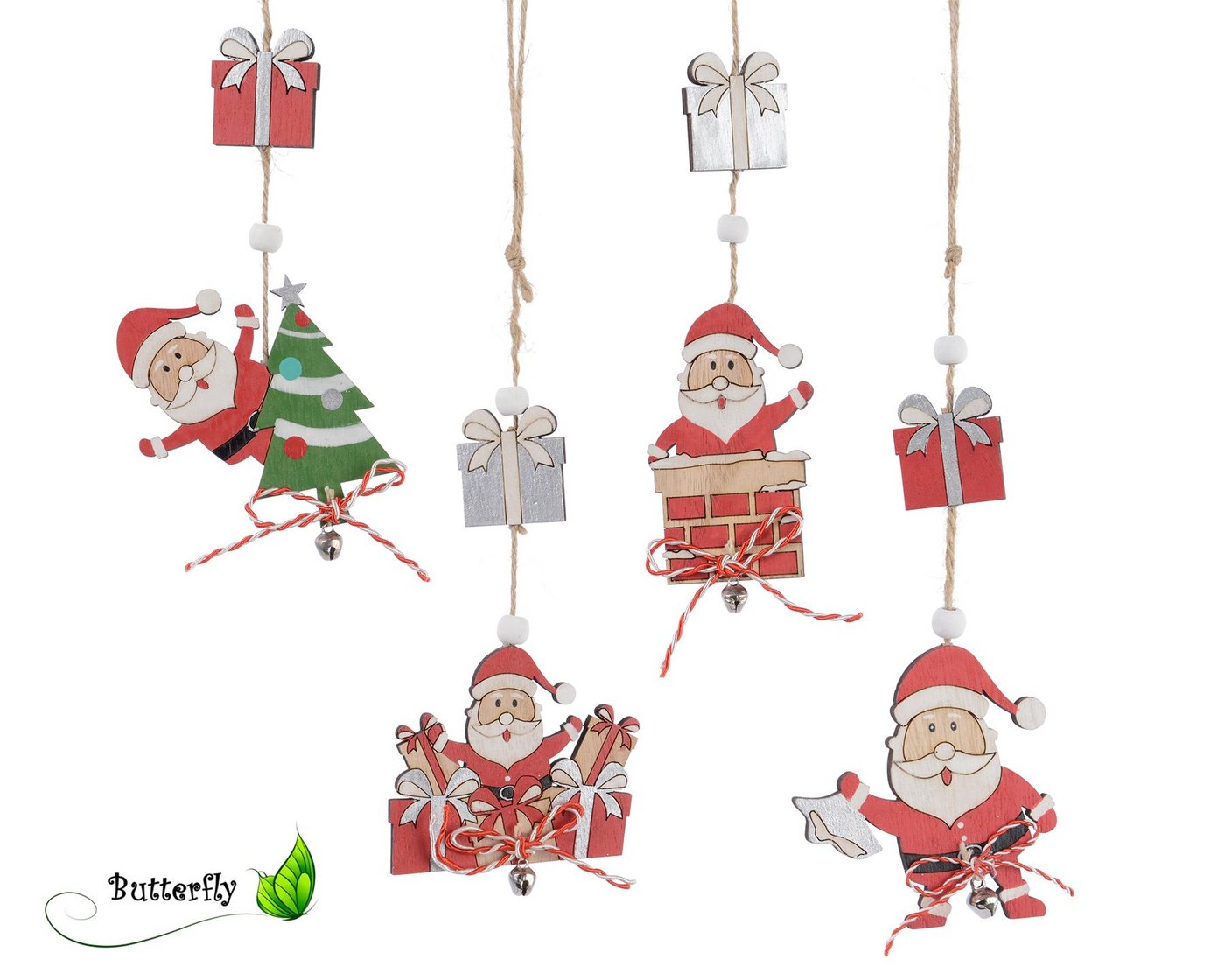 Decoris season decorations Christbaumschmuck, Baumschmuck Mix Weihnachtmann Holz, 4er Set von Decoris season decorations