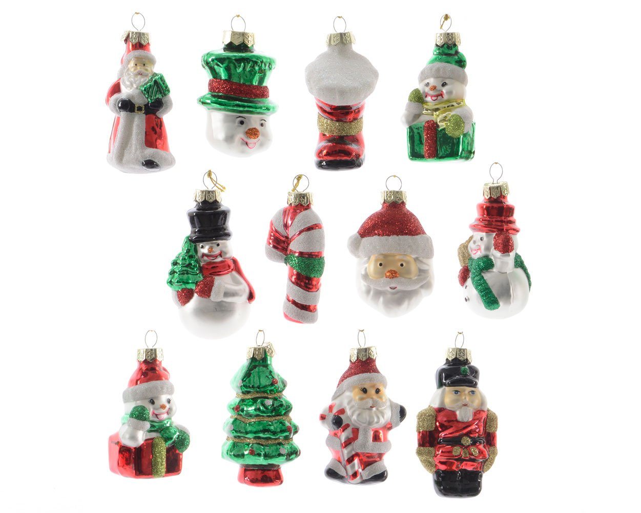 Decoris season decorations Christbaumschmuck, Christbaumschmuck Glas Weihnachtsfiguren 7cm rot / grün, 12er Set von Decoris season decorations