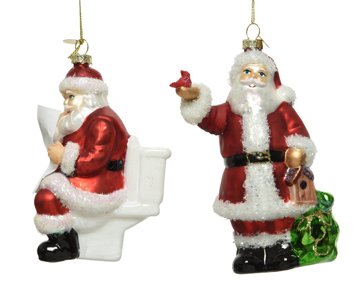 Decoris season decorations Christbaumschmuck, Christbaumschmuck Glas Weihnachtsmann 14,5cm rot, 2er Set von Decoris season decorations