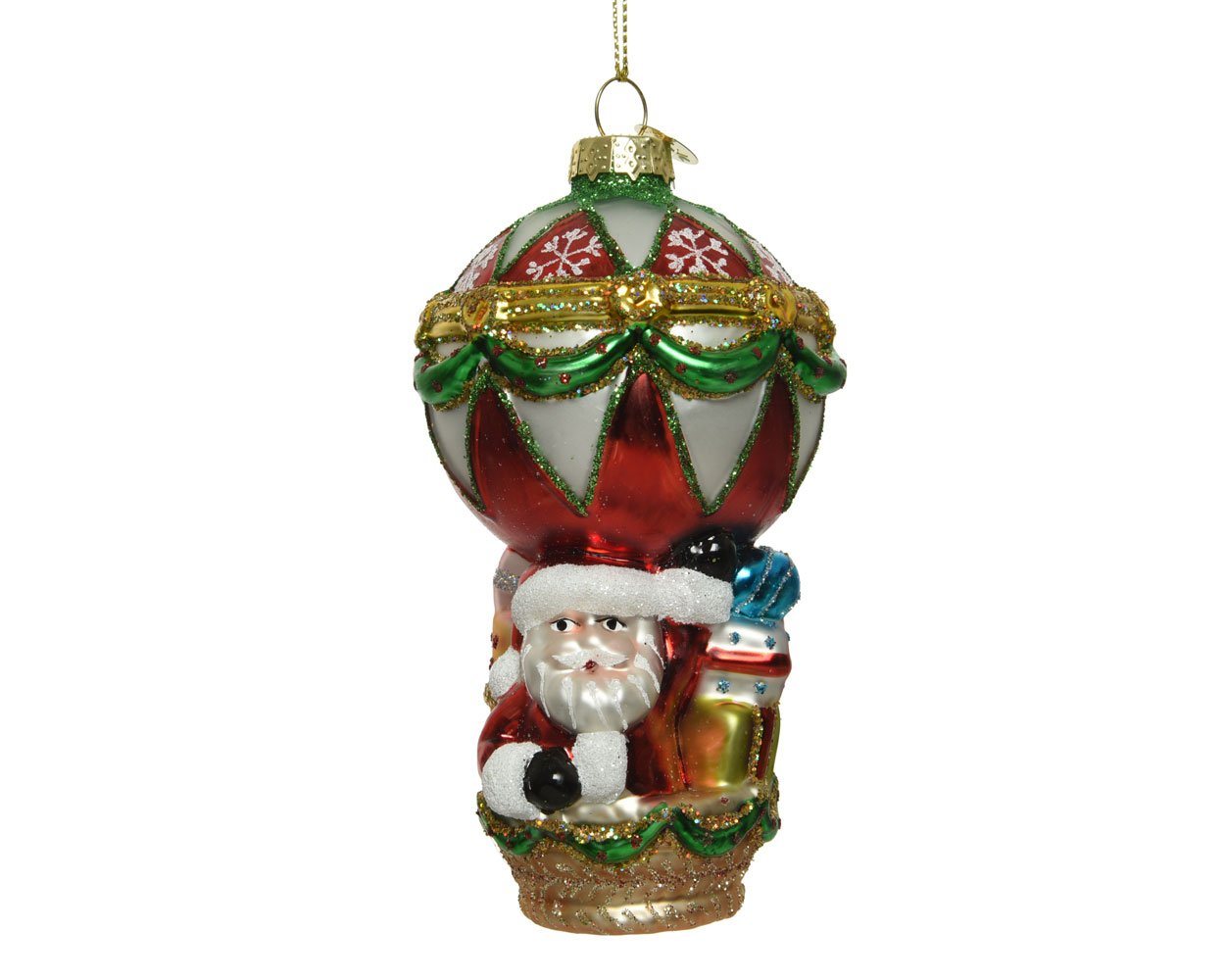 Decoris season decorations Christbaumschmuck, Christbaumschmuck Glas Weihnachtsmann im Heißluftballon 13cm bunt von Decoris season decorations