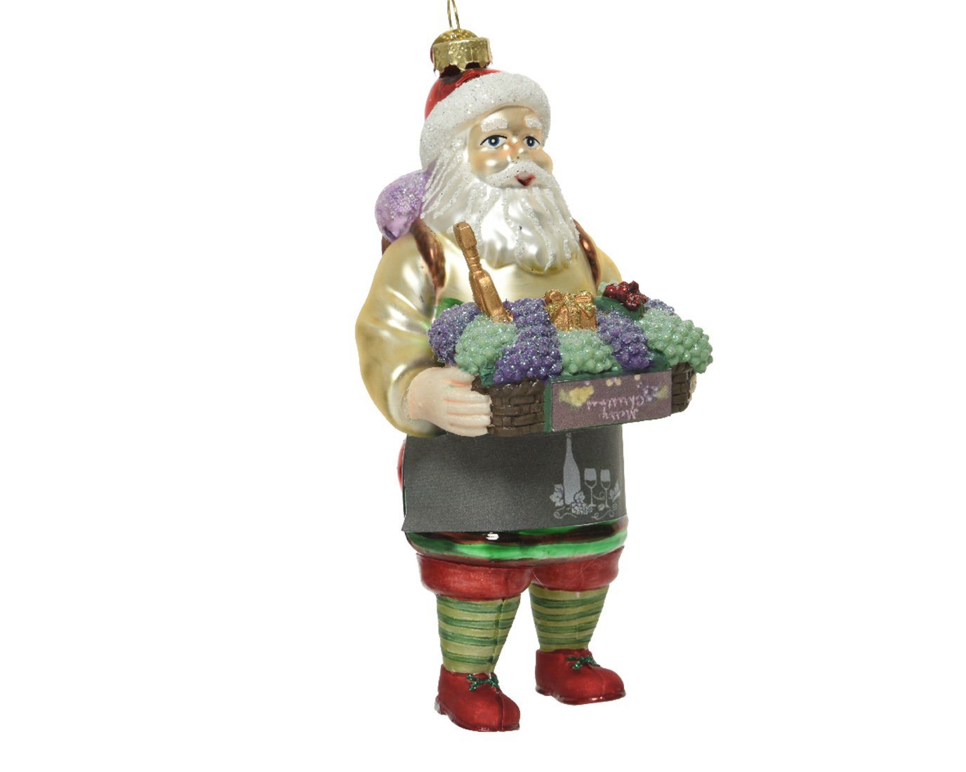 Decoris season decorations Christbaumschmuck, Christbaumschmuck Glas Weihnachtsmann mit Traubenkorb 16cm bunt von Decoris season decorations