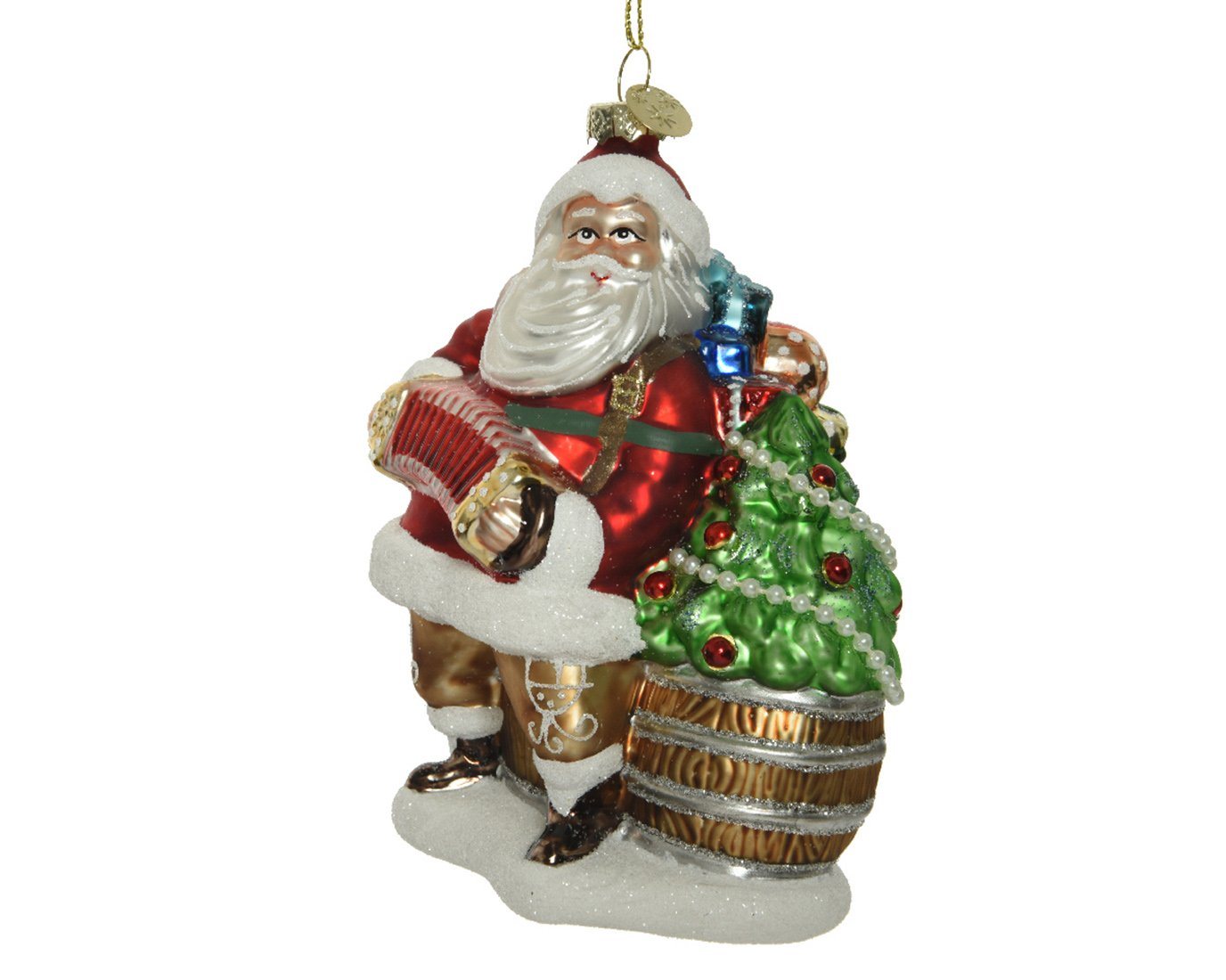 Decoris season decorations Christbaumschmuck, Christbaumschmuck Glas Weihnachtsmann mit Weihnachtsbaum 15cm rot von Decoris season decorations