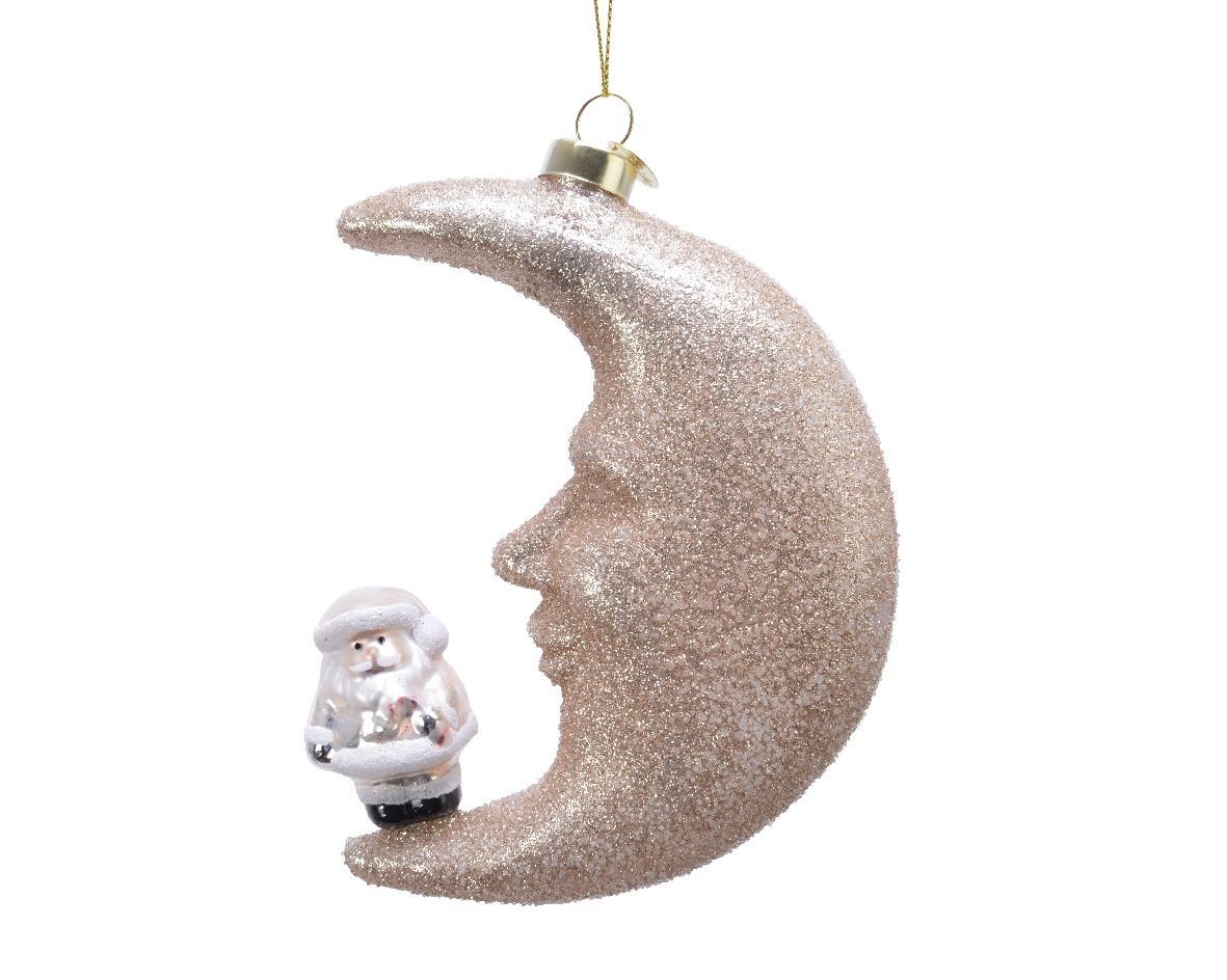 Decoris season decorations Christbaumschmuck, Christbaumschmuck Weihnachtsmann mit Mond Glas 15.5cm von Decoris season decorations