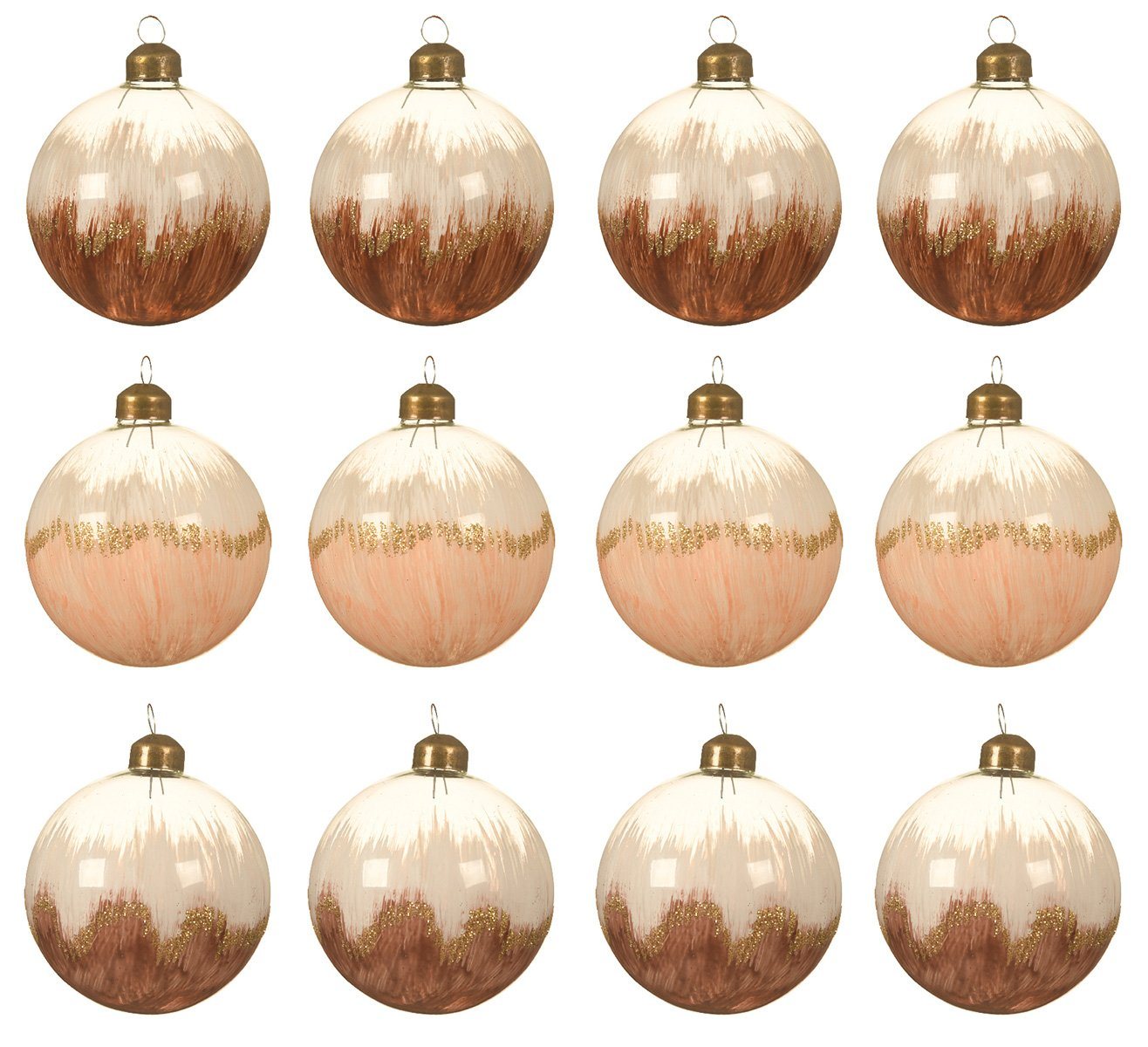 Decoris season decorations Weihnachtsbaumkugel, Weihnachtskugeln Glas 8cm bemalt mit Verlauf 12er Set braun / beige von Decoris season decorations