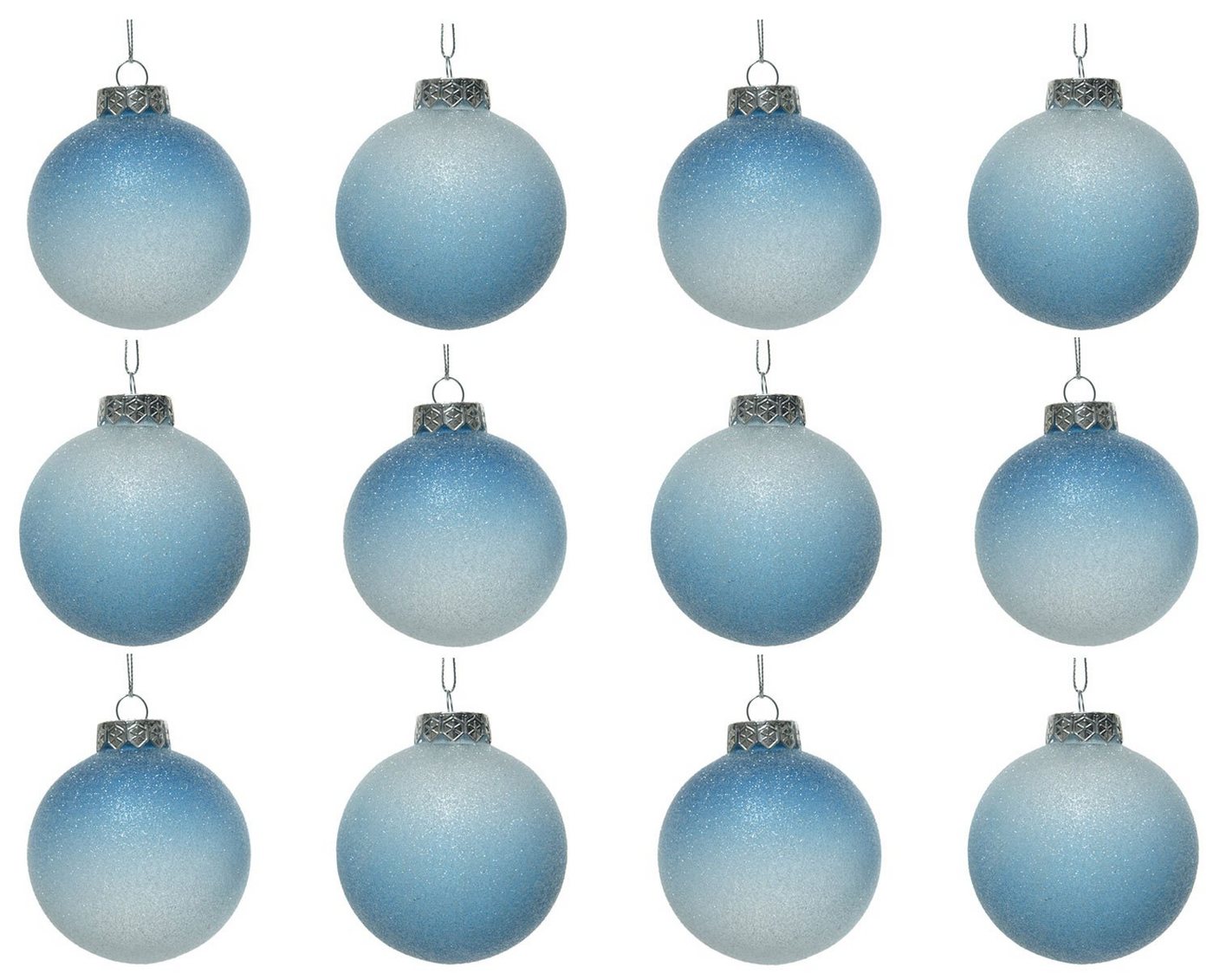 Decoris season decorations Weihnachtsbaumkugel, Weihnachtskugeln Kunststoff Farbverlauf 8cm blau / weiß, 12er Set von Decoris season decorations
