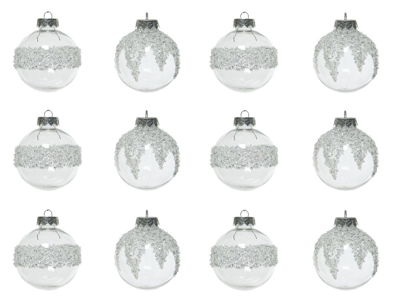 Decoris season decorations Weihnachtsbaumkugel, Weihnachtskugeln Kunststoff mit Pailletten 8cm transparent, 12er Set von Decoris season decorations