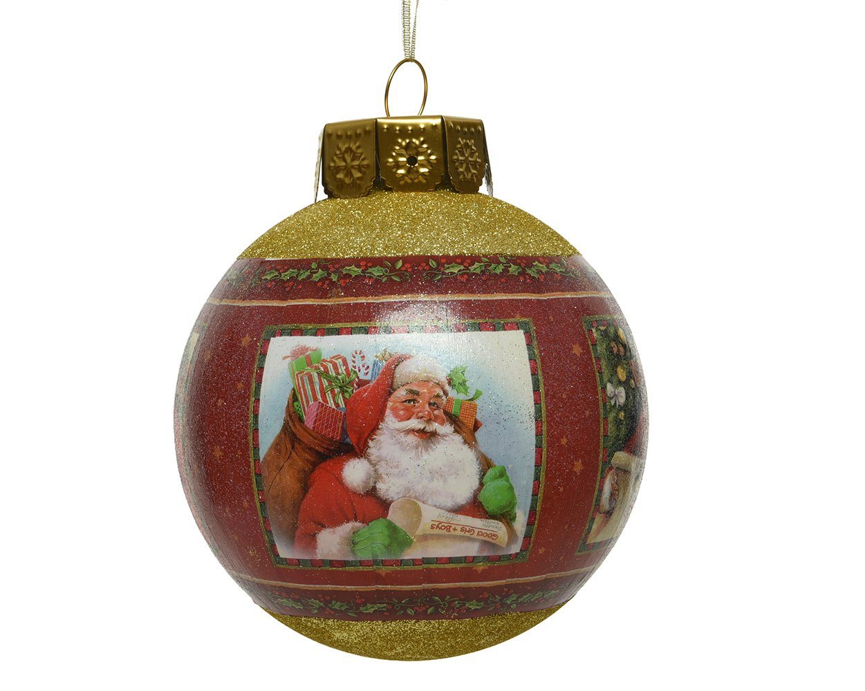 Decoris season decorations Weihnachtsbaumkugel, Weihnachtskugeln Kunststoff mit Weihnachtsmann Motiven 20cm rot / gold von Decoris season decorations
