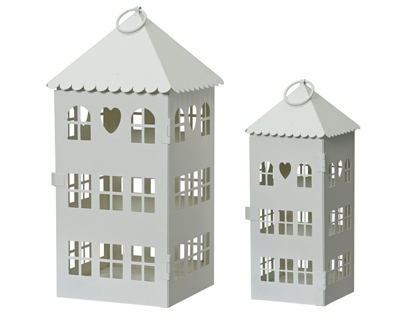 Decoris season decorations Dekofigur Laterne weiß Eisen 23 & 30cm Set2 von Decoris season decorations