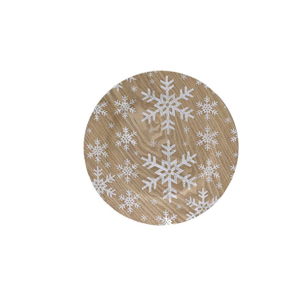 Decoris season decorations Dekotablett Dekoteller - Holzoptik - ca. Ø 33 cm - natur/weiss - 1 Stück von Decoris season decorations