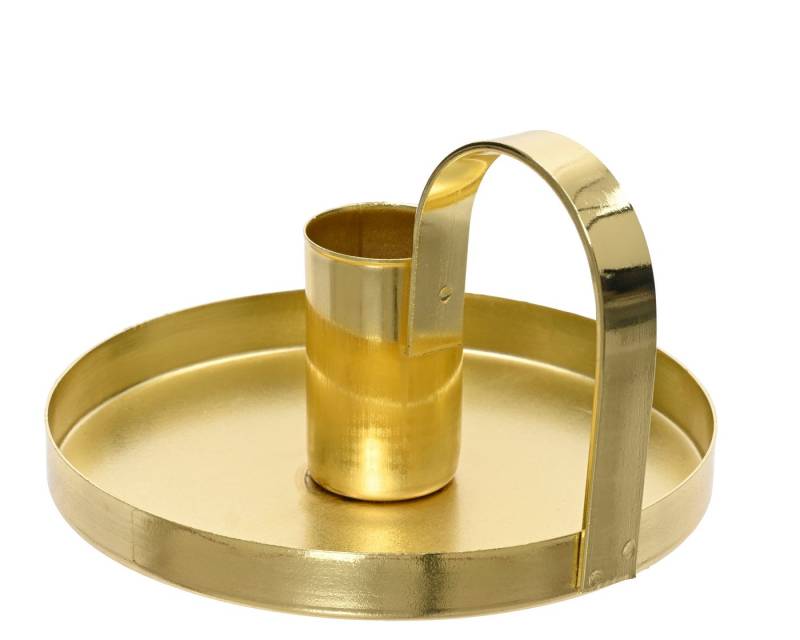 Kaemingk Kerzenhalter, Kerzenhalter mit Henkel 10x6cm Metall 1 Stück Gold von Kaemingk