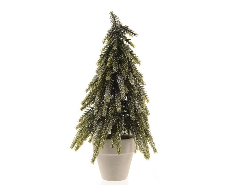 Kaemingk Season Decorations (KSD) Künstlicher Weihnachtsbaum, Tannenbaum künstlich im Betontopf 19cm 1 Stück Grün / Weiß von Kaemingk Season Decorations (KSD)