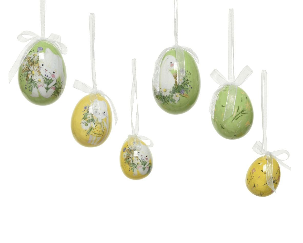 Decoris season decorations Osterei, Ostereier zum Aufhängen mit Hasen und Blumen Motiv 4-6cm Mix 12 Stück von Decoris season decorations