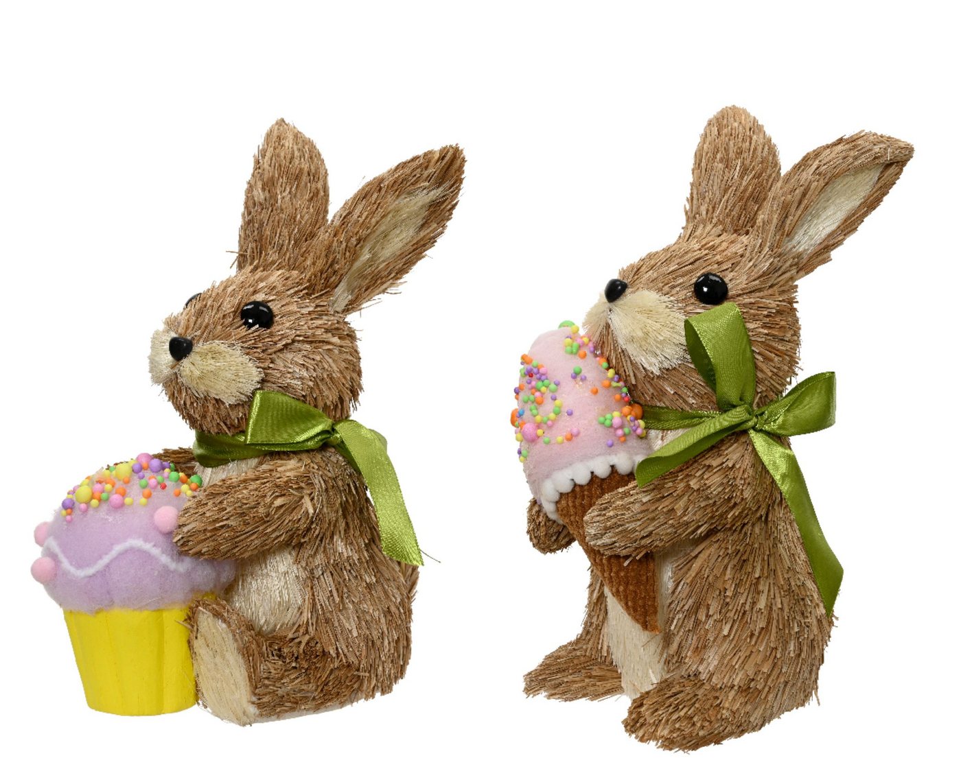 Decoris season decorations Osterhase, Dekofigur Hase 16cm mit Dessert 1 Stück sortiert Natur / Braun von Decoris season decorations
