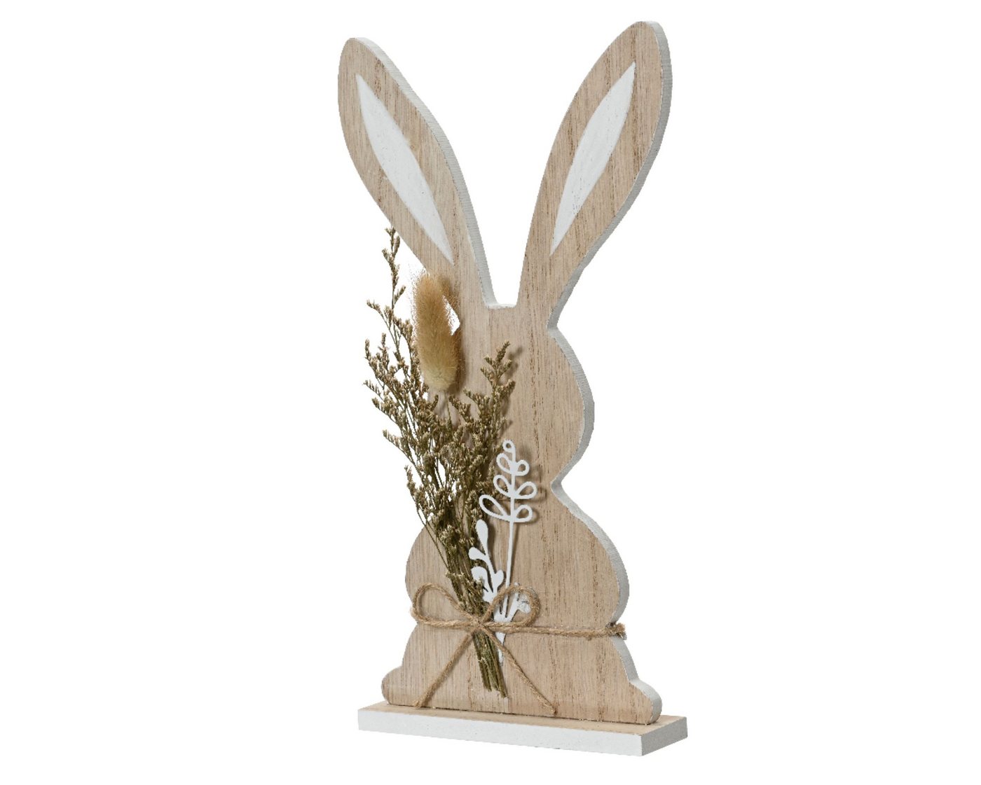 Decoris season decorations Osterhase, Dekofigur Hase 30cm Holz mit Trockenblumen Natur / Weiß von Decoris season decorations
