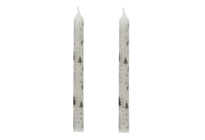 Kaemingk Spitzkerze, Spitzkerzen Paraffin 25cm mit Weihnachts-Countdown 2er Set Weiß von Kaemingk