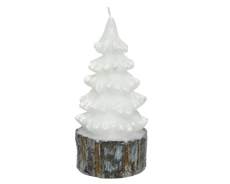 Decoris season decorations Stumpenkerze, Weihnachtskerzen Tannenbaum Wachs 5 x 10cm weiß von Decoris season decorations