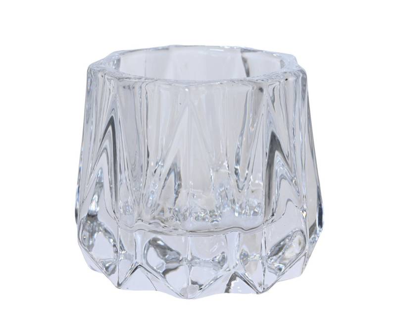Kaemingk Teelichthalter, Teelichthalter Glas 5,5cm mit Rillen Klar Transparent von Kaemingk