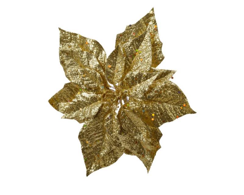 Kaemingk Weihnachtsbaumklammer, Weihnachtsstern Blume auf Clip 23cm gold von Kaemingk