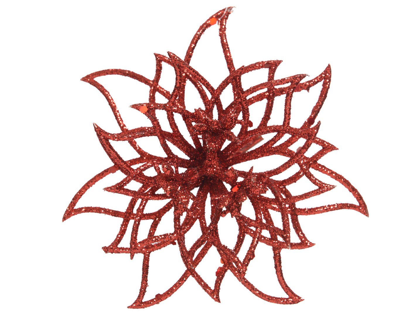 Decoris season decorations Weihnachtsbaumklammer, Weihnachtsstern - Kunststoff Blume auf Clip 14cm rot von Decoris season decorations