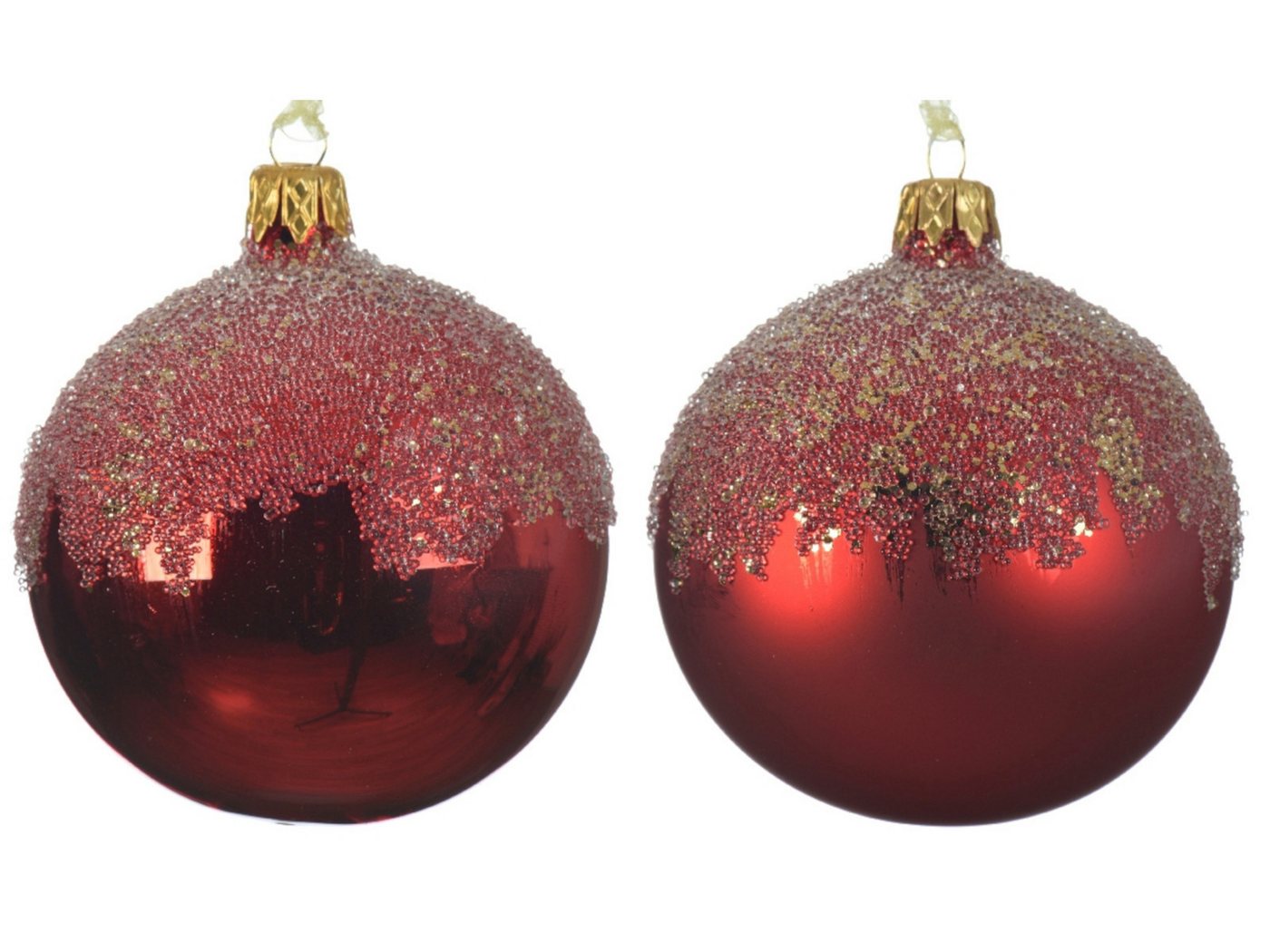 Decoris season decorations Weihnachtsbaumkugel Kugel Glas shiny matt Glitter weihnachtsrot 8 cm von Decoris season decorations