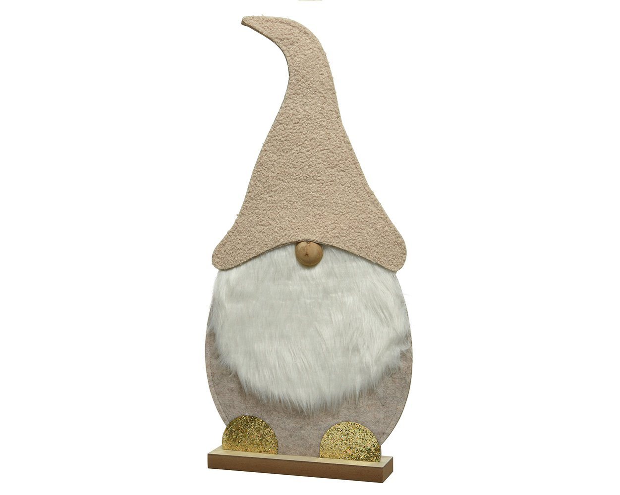 Decoris season decorations Weihnachtsfigur, Wichtel Figur / Filz Aufsteller mit Holz Fuss 60cm beige von Decoris season decorations