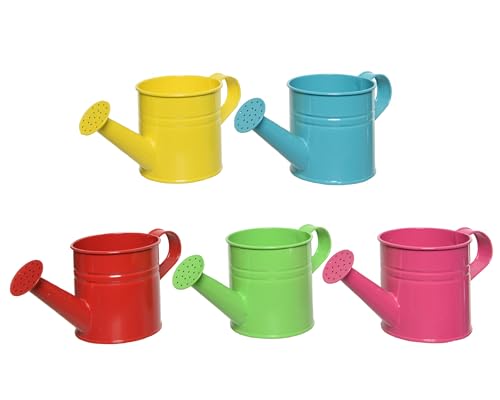 Blumentopf in Gießkannenform Zink 10cm Innen & Außen Bunt - Balkon und Terrasse - Übertopf Klein Metall - Blumenübertopf Topf - Deko Garten - Gartendeko Balkondeko Terrassendeko - Flower Pot von Decoris