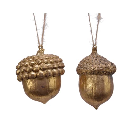 Christbaumschmuck, Eichel in Gold 8 cm, Duo - Weihnachtsbaum-Hänger Eichel - 2er Set Christbaumschmuck, Eichel in Gold 8 cm, Duo - Weihnachtsbaum-Hänger Eichel - 2er Set von Decoris