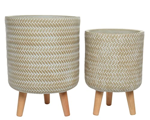 Decoris Blumentopf Outdoor 35-41cm 2er Set mit Füßen Flechtoptik Blumentöpfe Pflanzentopf Übertopf beige Decoris Blumentopf Outdoor 35-41cm 2er Set mit Füßen Flechtoptik Blumentöpfe Pflanzentopf Übertopf beige von Decoris