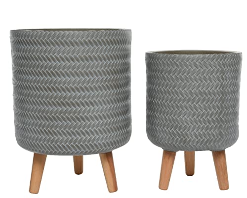 Decoris Blumentopf Outdoor 35-41cm 2er Set mit Füßen Flechtoptik Blumentöpfe Pflanzentopf Übertopf grau Decoris Blumentopf Outdoor 35-41cm 2er Set mit Füßen Flechtoptik Blumentöpfe Pflanzentopf Übertopf grau von Decoris