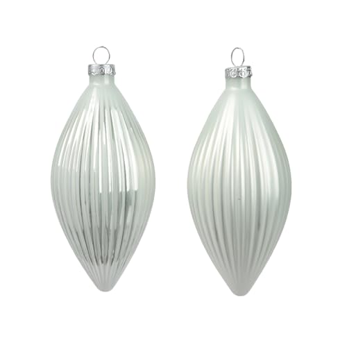 Decoris Christbaumkugeln 3er Set Oliven-Zapfen Weiss aus echten Glas - Glanz und Matt, dia6cm H.13cm - 3 STK. a 13,0 cm Decoris Christbaumkugeln 3er Set Oliven-Zapfen Weiss aus echten Glas - Glanz und Matt, dia6cm H.13cm - 3 STK. a 13,0 cm von Decoris