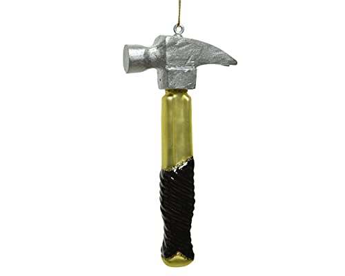 Decoris Christbaumschmuck Glas Hammer 13cm Werkzeug Weihnachtskugeln Männer schwarz Gold von Decoris