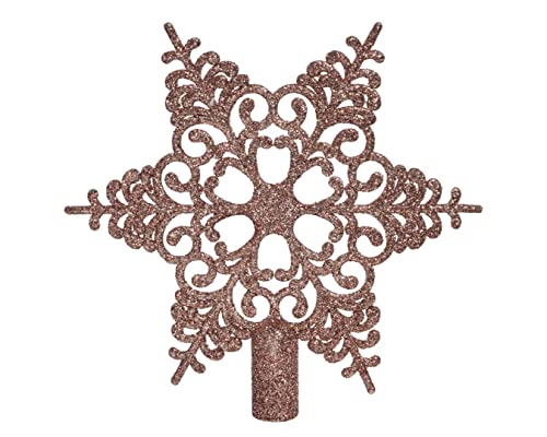 Decoris Christbaumspitze Kunststoff 23cm Schneeflocke mit Glitzer bruchsicher Weihnachtsbaumspitze rosa von Decoris