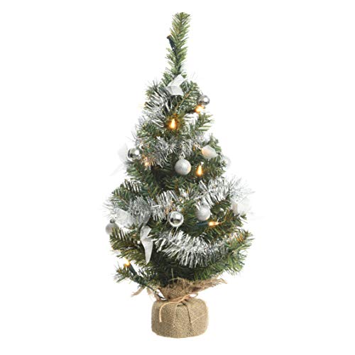 Decoris DNO4063287 Mini-Weihnachtsbaum, Kunststoff, silberfarben, 38 x 38 cm von Decoris