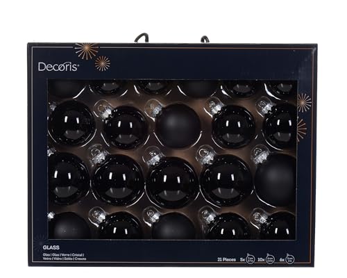 Decoris Kerstbal Glas d7 cm zwart Ass 21st kerst von Decoris