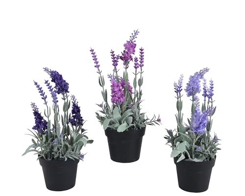 Decoris Künstlicher Lavendel 25cm im Topf 1 Stück Sortiert - Kunstpflanze Lavendelpflanze - Topfpflanze als Frühlingsdeko Osterdeko Sommerdeko - Violett Lila Flieder von Decoris