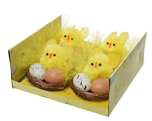 Decoris Oster Küken 4,5cm x 4 Stück Chenille Plüschküken im Nest mit Eiern Osterdeko zum Basteln Decoris Oster Küken 4,5cm x 4 Stück Chenille Plüschküken im Nest mit Eiern Osterdeko zum Basteln von Decoris