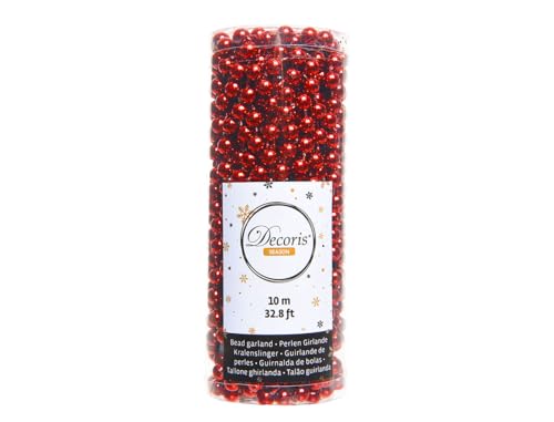 Decoris Perlenkette 8mm, Kunststoff 10m Lang Rot von Decoris