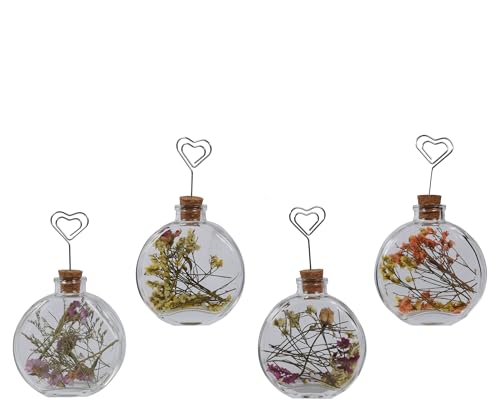 Decoris Trockenblumen im Glas mit Korkdeckel 15cm 1 Stück sort. - Platzkartenhalter & Notizhalter - Fotohalter Home Decor - Tischkartenhalter Deko Memohalter - Fotoständer Zettelhalter & Tischdeko von Decoris