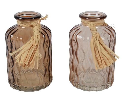 Decoris Vase Glas 6x10cm Deko Blumenvase Braun 1 Stück Sortiert - Runde Tischvase - Wohnzimmer Dekovase - Glasvase Modern - Home Decor - Deko Flower Vases -Tischdeko Geschenk Geweihungsfeier von Decoris