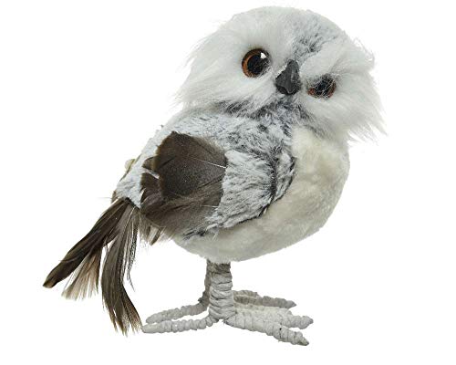 Decoris Weihnachtsfigur Eule 21cm flauschig Plüsch Kunstfell Federn Wald Vogel Weihnachtsdeko grau von Decoris